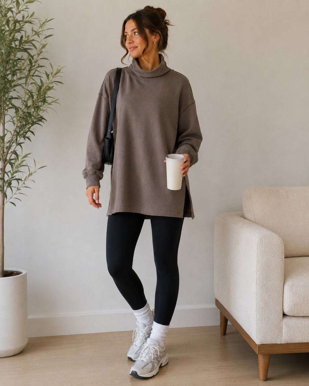 Lululemon SZ M Softstreme Funnel-Neck Long Pullover ESPR (Espresso)